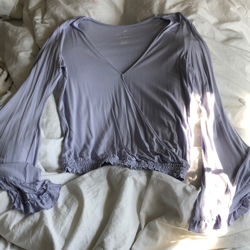 Lavender Soft And Sexy Long Sleeve Low Neck Shirt